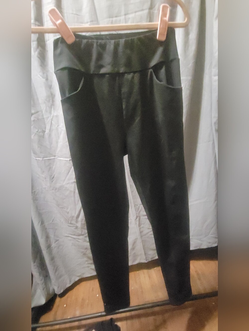 Women's Black Slim Leggings High Waist With Pockets